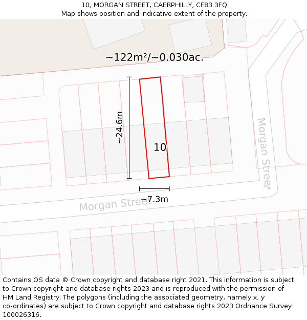 10, MORGAN STREET, CAERPHILLY, CF83 3FQ: Plot and title map
