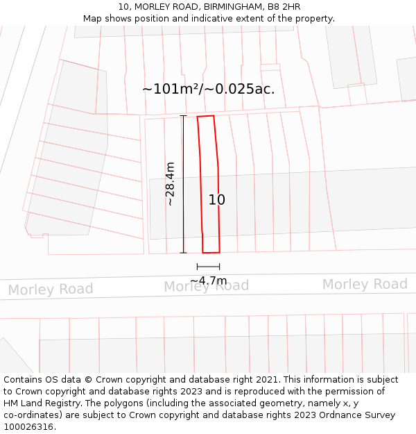 10, MORLEY ROAD, BIRMINGHAM, B8 2HR: Plot and title map