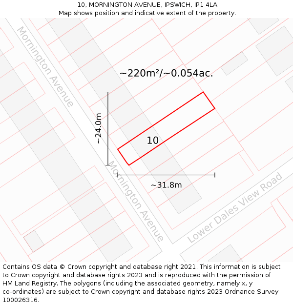 10, MORNINGTON AVENUE, IPSWICH, IP1 4LA: Plot and title map