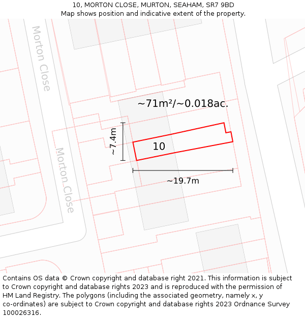 10, MORTON CLOSE, MURTON, SEAHAM, SR7 9BD: Plot and title map