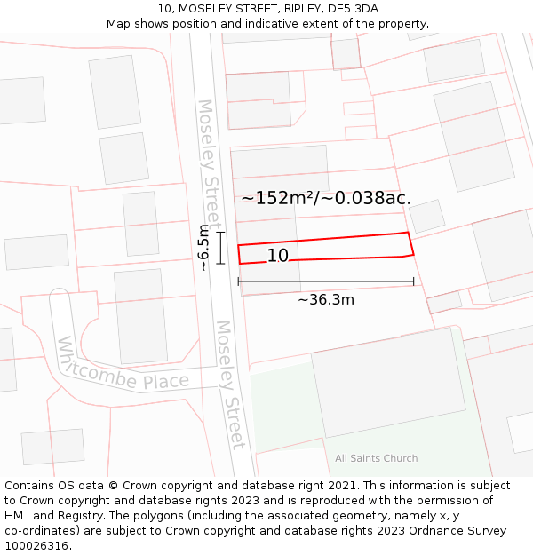 10, MOSELEY STREET, RIPLEY, DE5 3DA: Plot and title map