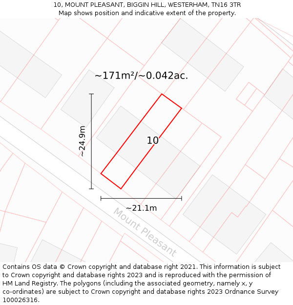 10, MOUNT PLEASANT, BIGGIN HILL, WESTERHAM, TN16 3TR: Plot and title map