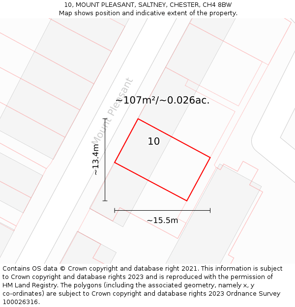 10, MOUNT PLEASANT, SALTNEY, CHESTER, CH4 8BW: Plot and title map