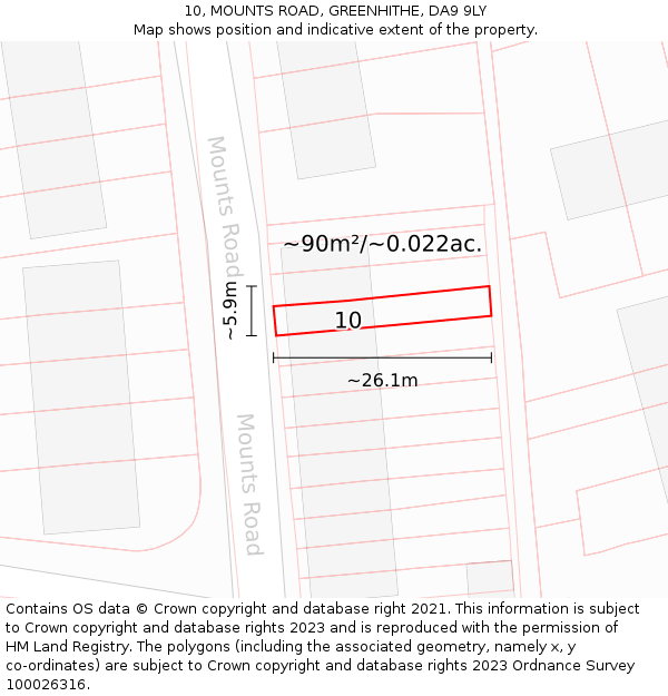 10, MOUNTS ROAD, GREENHITHE, DA9 9LY: Plot and title map