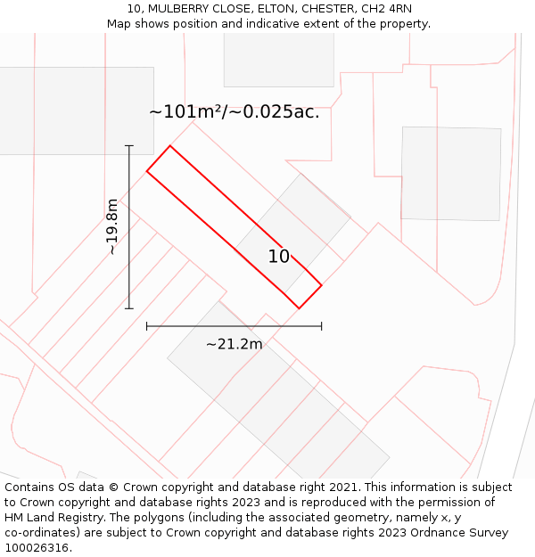 10, MULBERRY CLOSE, ELTON, CHESTER, CH2 4RN: Plot and title map