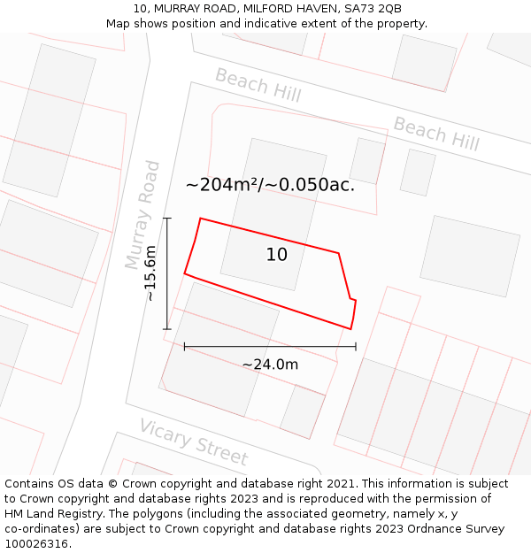 10, MURRAY ROAD, MILFORD HAVEN, SA73 2QB: Plot and title map
