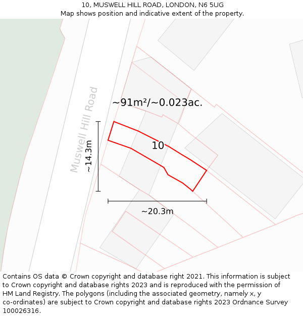 10, MUSWELL HILL ROAD, LONDON, N6 5UG: Plot and title map
