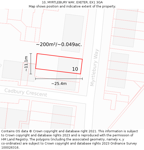 10, MYRTLEBURY WAY, EXETER, EX1 3GA: Plot and title map