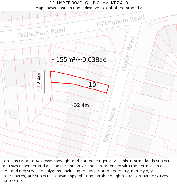10, NAPIER ROAD, GILLINGHAM, ME7 4HB: Plot and title map