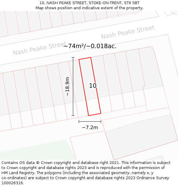 10, NASH PEAKE STREET, STOKE-ON-TRENT, ST6 5BT: Plot and title map