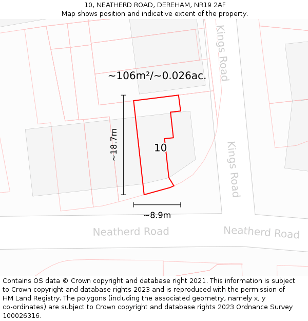 10, NEATHERD ROAD, DEREHAM, NR19 2AF: Plot and title map