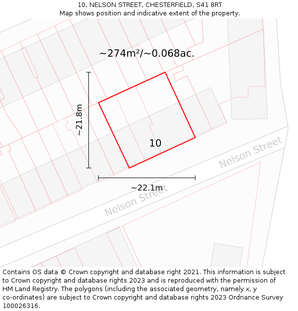 10, NELSON STREET, CHESTERFIELD, S41 8RT: Plot and title map