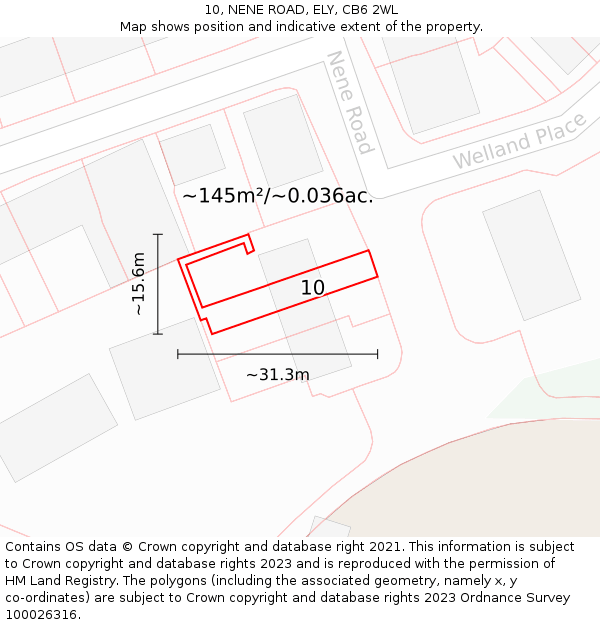 10, NENE ROAD, ELY, CB6 2WL: Plot and title map