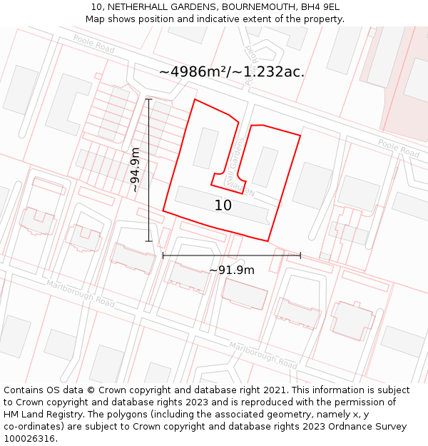10, NETHERHALL GARDENS, BOURNEMOUTH, BH4 9EL: Plot and title map
