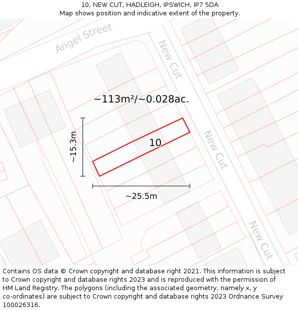 10, NEW CUT, HADLEIGH, IPSWICH, IP7 5DA: Plot and title map