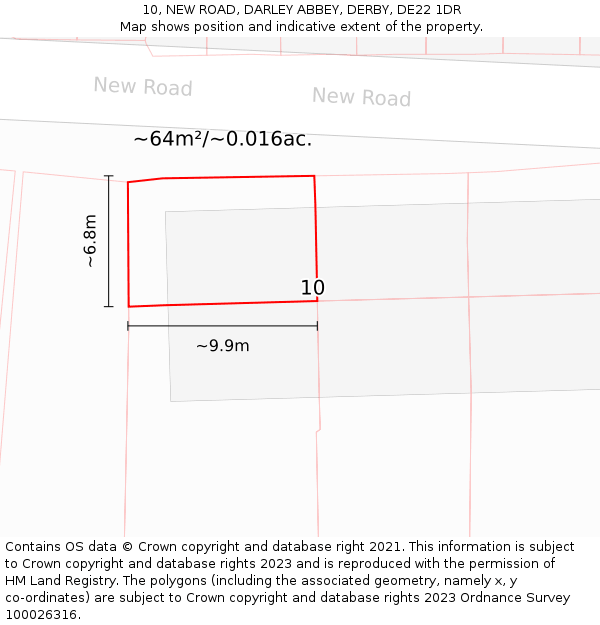 10, NEW ROAD, DARLEY ABBEY, DERBY, DE22 1DR: Plot and title map