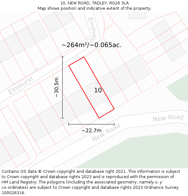 10, NEW ROAD, TADLEY, RG26 3LA: Plot and title map