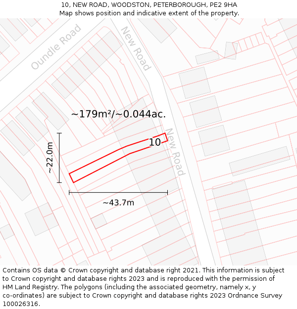 10, NEW ROAD, WOODSTON, PETERBOROUGH, PE2 9HA: Plot and title map
