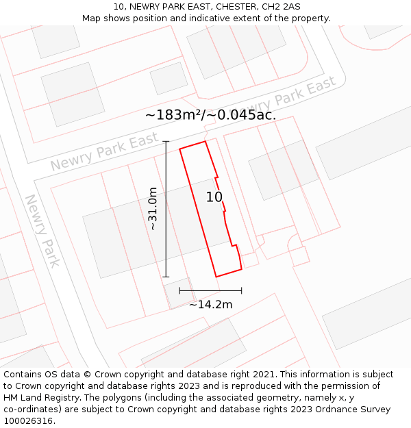 10, NEWRY PARK EAST, CHESTER, CH2 2AS: Plot and title map