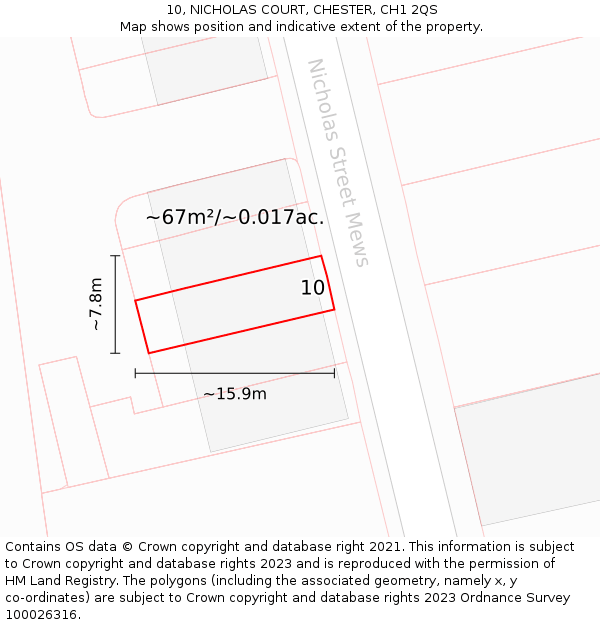 10, NICHOLAS COURT, CHESTER, CH1 2QS: Plot and title map