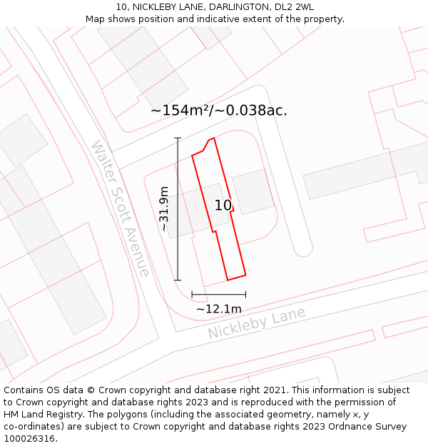 10, NICKLEBY LANE, DARLINGTON, DL2 2WL: Plot and title map