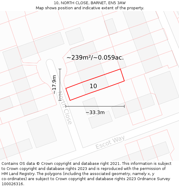 10, NORTH CLOSE, BARNET, EN5 3AW: Plot and title map