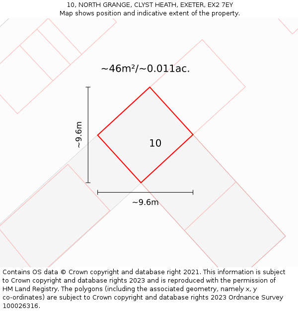 10, NORTH GRANGE, CLYST HEATH, EXETER, EX2 7EY: Plot and title map