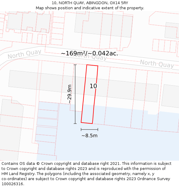 10, NORTH QUAY, ABINGDON, OX14 5RY: Plot and title map