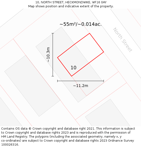 10, NORTH STREET, HECKMONDWIKE, WF16 0AY: Plot and title map