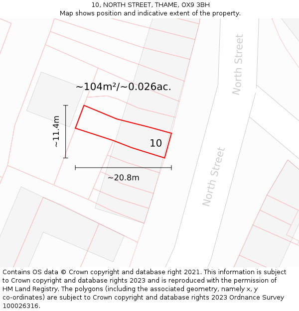 10, NORTH STREET, THAME, OX9 3BH: Plot and title map