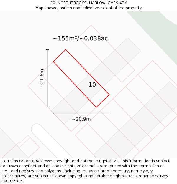 10, NORTHBROOKS, HARLOW, CM19 4DA: Plot and title map