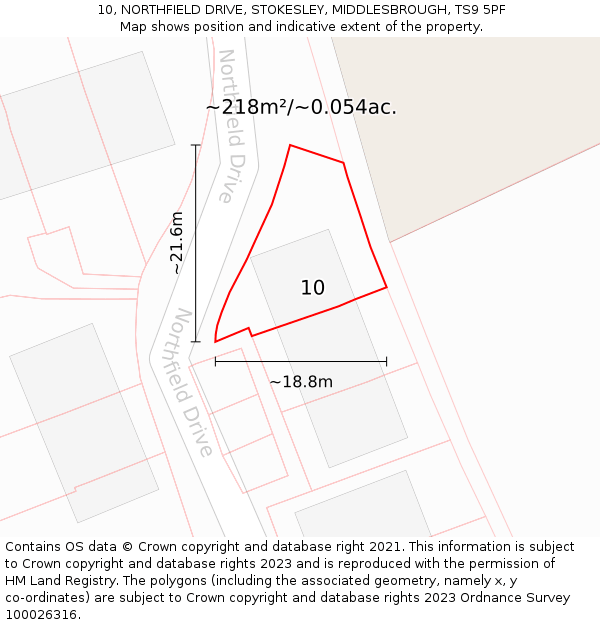 10, NORTHFIELD DRIVE, STOKESLEY, MIDDLESBROUGH, TS9 5PF: Plot and title map