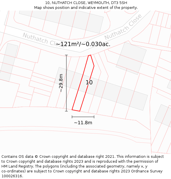 10, NUTHATCH CLOSE, WEYMOUTH, DT3 5SH: Plot and title map