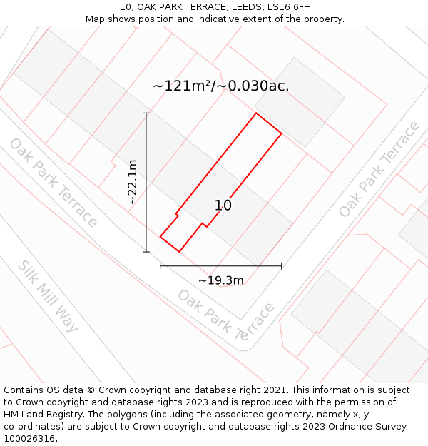 10, OAK PARK TERRACE, LEEDS, LS16 6FH: Plot and title map