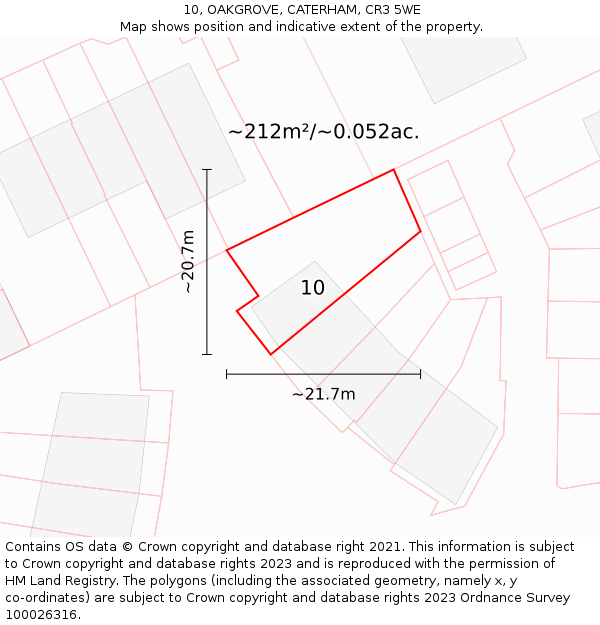 10, OAKGROVE, CATERHAM, CR3 5WE: Plot and title map