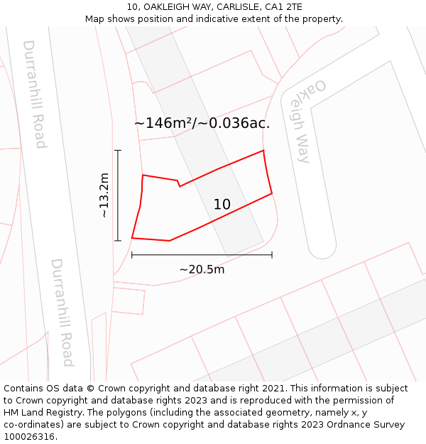 10, OAKLEIGH WAY, CARLISLE, CA1 2TE: Plot and title map