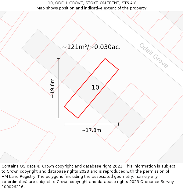 10, ODELL GROVE, STOKE-ON-TRENT, ST6 4JY: Plot and title map