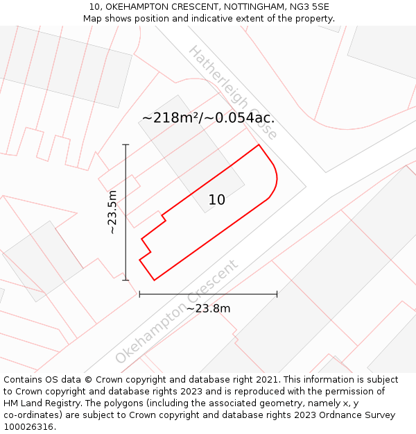 10, OKEHAMPTON CRESCENT, NOTTINGHAM, NG3 5SE: Plot and title map