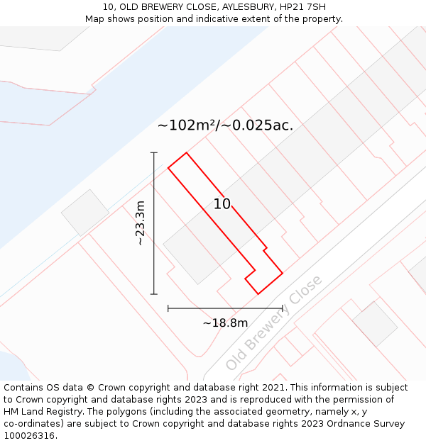 10, OLD BREWERY CLOSE, AYLESBURY, HP21 7SH: Plot and title map