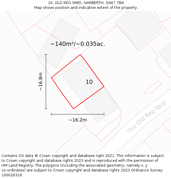 10, OLD KEG YARD, NARBERTH, SA67 7BA: Plot and title map