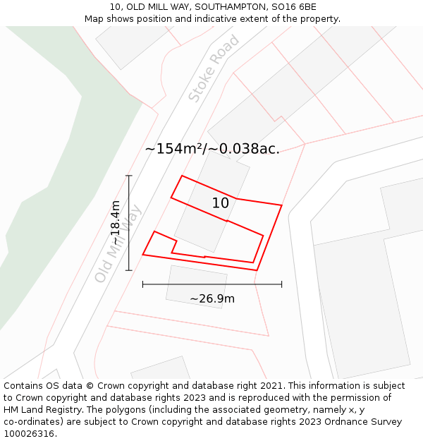 10, OLD MILL WAY, SOUTHAMPTON, SO16 6BE: Plot and title map