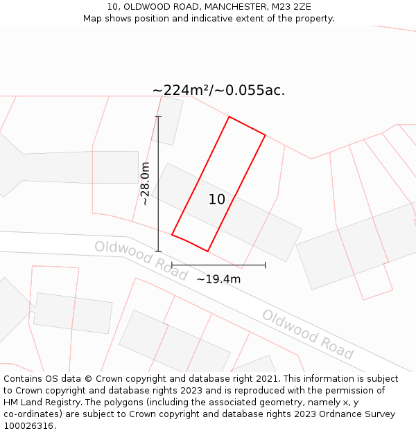 10, OLDWOOD ROAD, MANCHESTER, M23 2ZE: Plot and title map