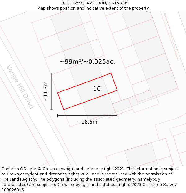 10, OLDWYK, BASILDON, SS16 4NY: Plot and title map