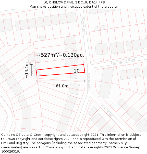 10, ONSLOW DRIVE, SIDCUP, DA14 4PB: Plot and title map