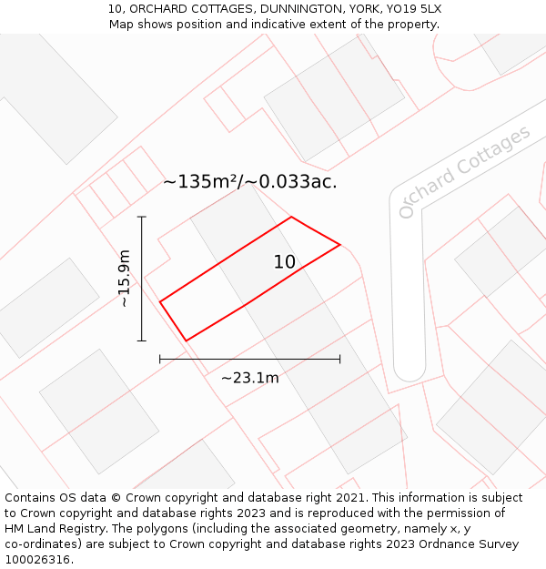 10, ORCHARD COTTAGES, DUNNINGTON, YORK, YO19 5LX: Plot and title map