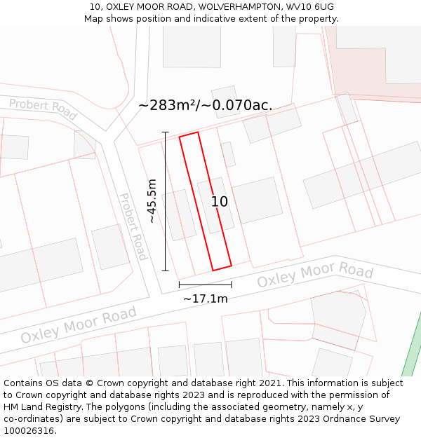 10, OXLEY MOOR ROAD, WOLVERHAMPTON, WV10 6UG: Plot and title map