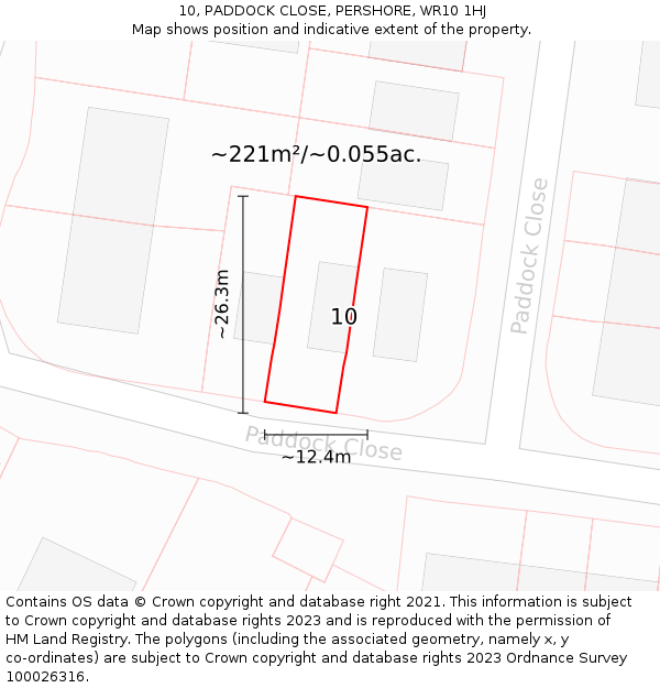 10, PADDOCK CLOSE, PERSHORE, WR10 1HJ: Plot and title map