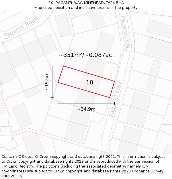 10, PAGANEL WAY, MINEHEAD, TA24 5HA: Plot and title map