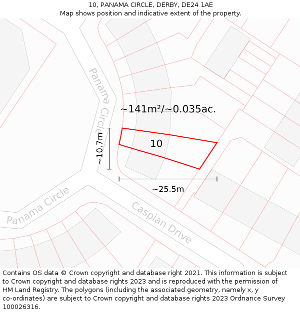 10, PANAMA CIRCLE, DERBY, DE24 1AE: Plot and title map