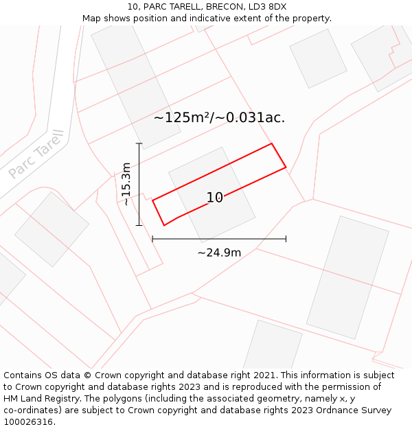 10, PARC TARELL, BRECON, LD3 8DX: Plot and title map